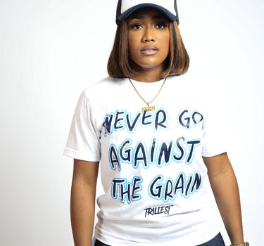 Against The Grain Tee - White/Navy/Sky