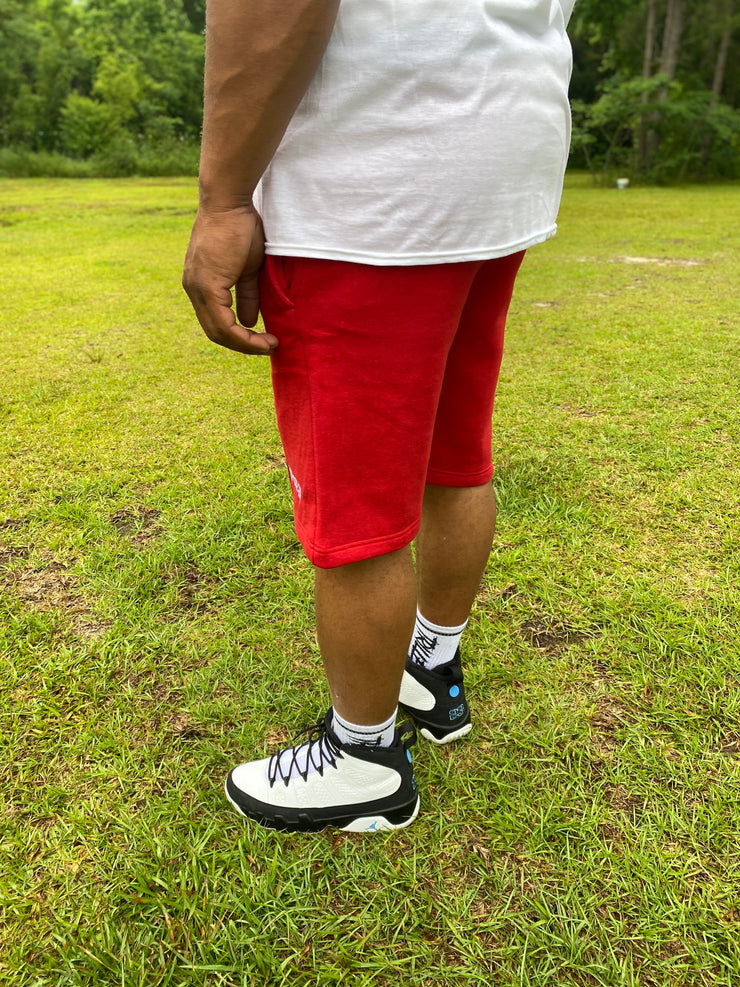 Trillest Red Cotton Fleece Shorts