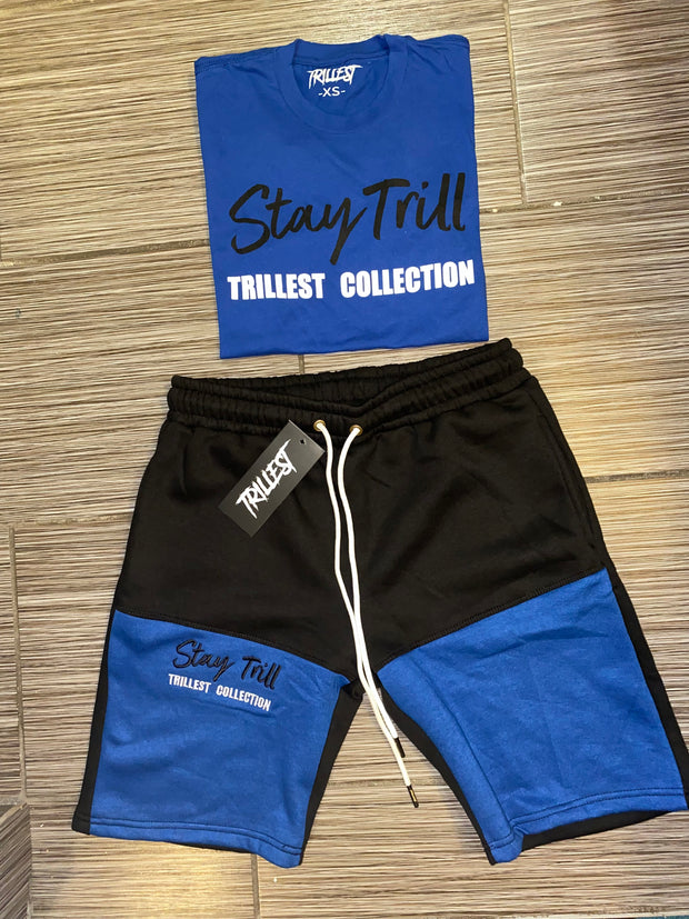 Stay Trill Black/Royal 2 Tone Shorts