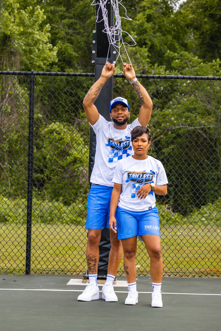 Trillest Royal Blue Mesh Running Shorts