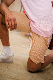 Trillest Big Logo Shorts - Cream\Pink