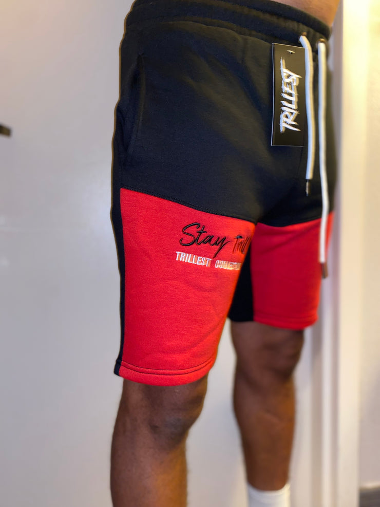 Stay Trill Black/Red 2 Tone Shorts