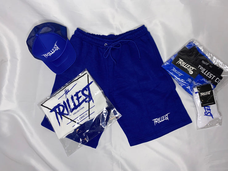 Trillest Royal Blue Cotton Fleece Shorts