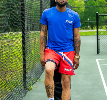 Royal Blue 2 Stripe Logo Tee