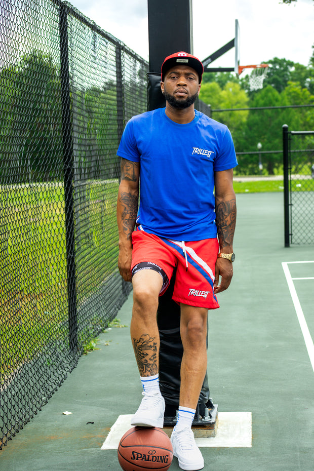 Royal Blue 2 Stripe Logo Tee