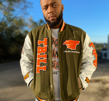 Trillest Olive/Orange Varsity Jacket