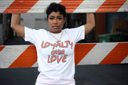 Loyalty Over Love Puff Print Tee - White/Orange/Black