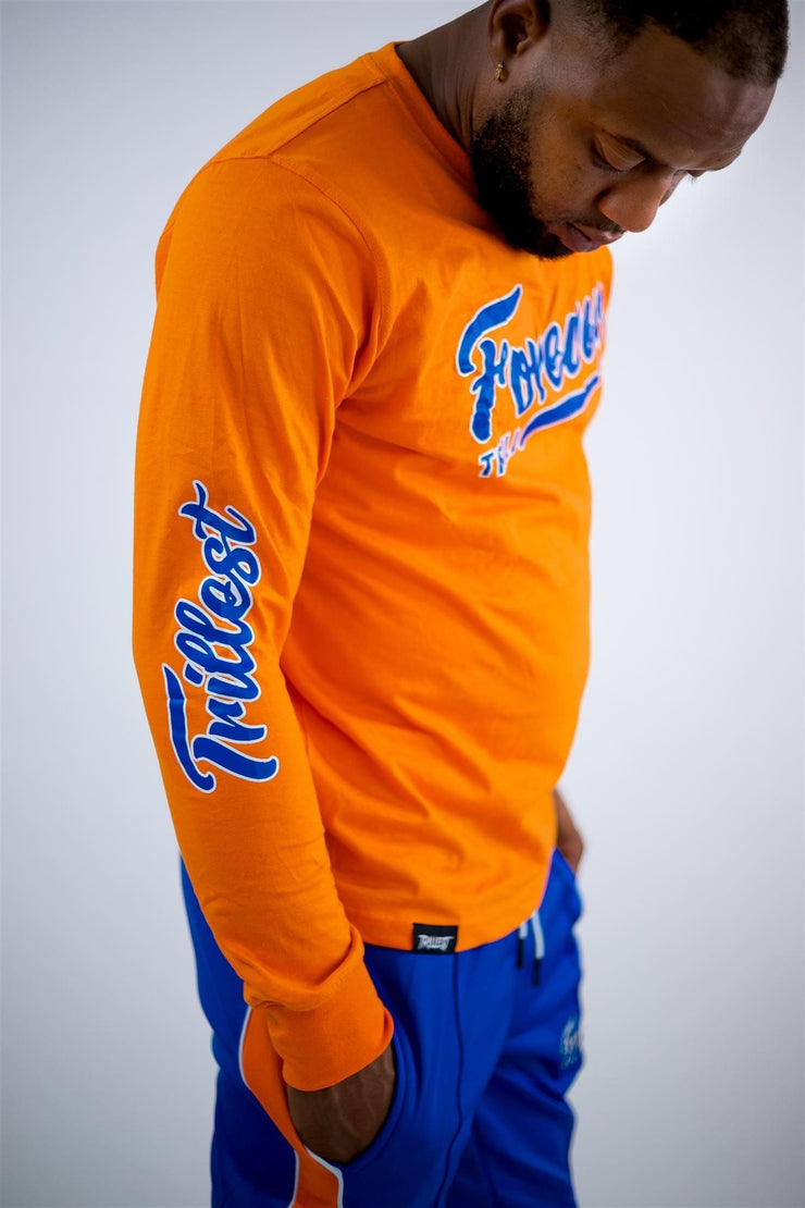 Forever Trill Long Sleeve Tee - Orange/Royal