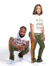 Against The Grain Tee - White/Olive/Orange