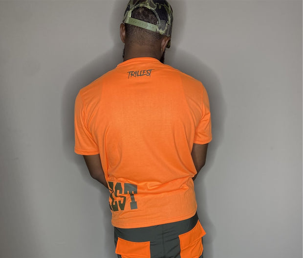 Trillest Pocket Tee - Orange/Olive Green