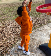 Orange Little Kids Zip Up Hoodie Set