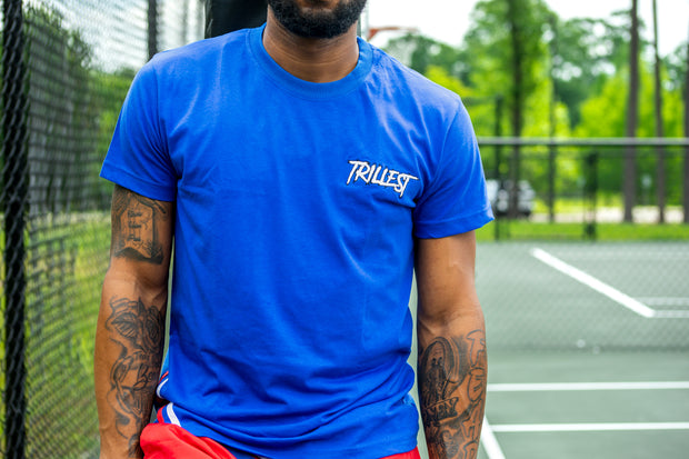 Royal Blue 2 Stripe Logo Tee