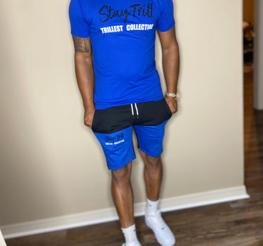Stay Trill Black/Royal 2 Tone Shorts