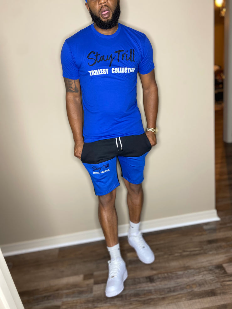 Stay Trill Black/Royal 2 Tone Shorts