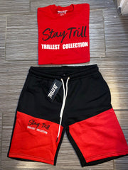 Stay Trill Black/Red 2 Tone Shorts