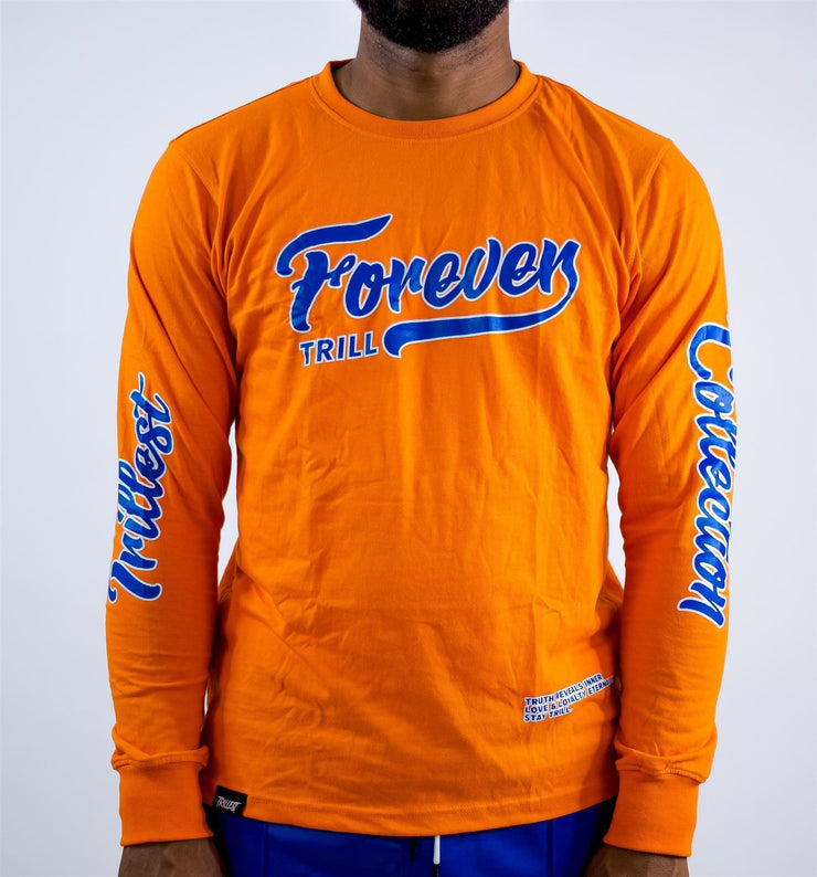 Forever Trill Long Sleeve Tee - Orange/Royal