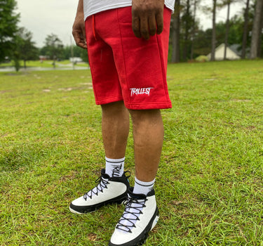 Trillest Red Cotton Fleece Shorts