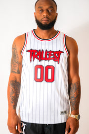 Trillest Basketball Jersey - White/Red/Black