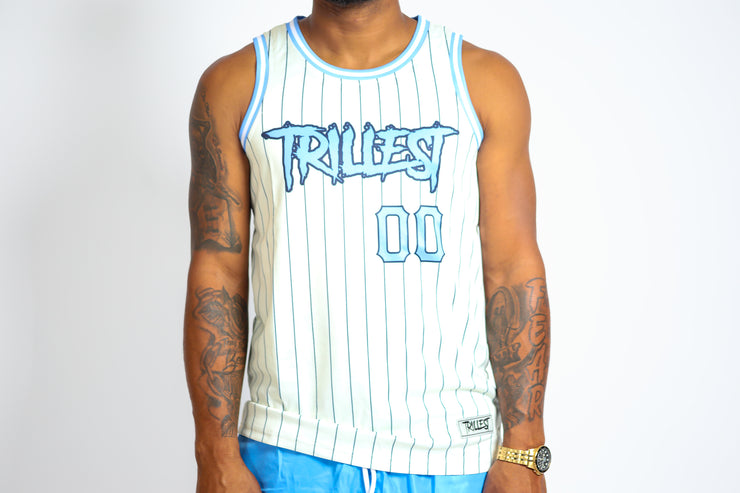 Trillest Basketball Jersey - Cream/Sky Blue/Navy/White