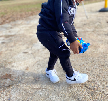 Black Big Kids Zip Up Hoodie Set