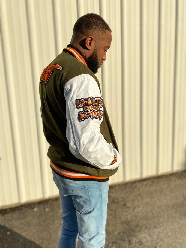 Trillest Olive/Orange Varsity Jacket