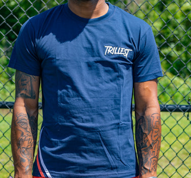 Navy Blue 2 Stripe Logo Tee