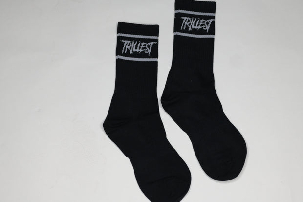Two Stripe Logo Socks - Black/White