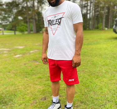 Trillest Red Cotton Fleece Shorts