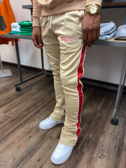 Trillest Stacked Track Pants - Cream/Red