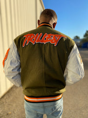 Trillest Olive/Orange Varsity Jacket