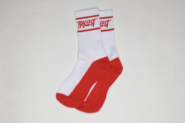Two Stripe Logo Socks - White/Red