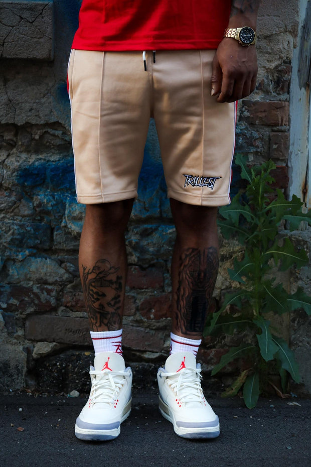 Cream/Red Trillest Track Shorts