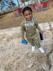 Olive Little Kids Zip Up Hoodie Set