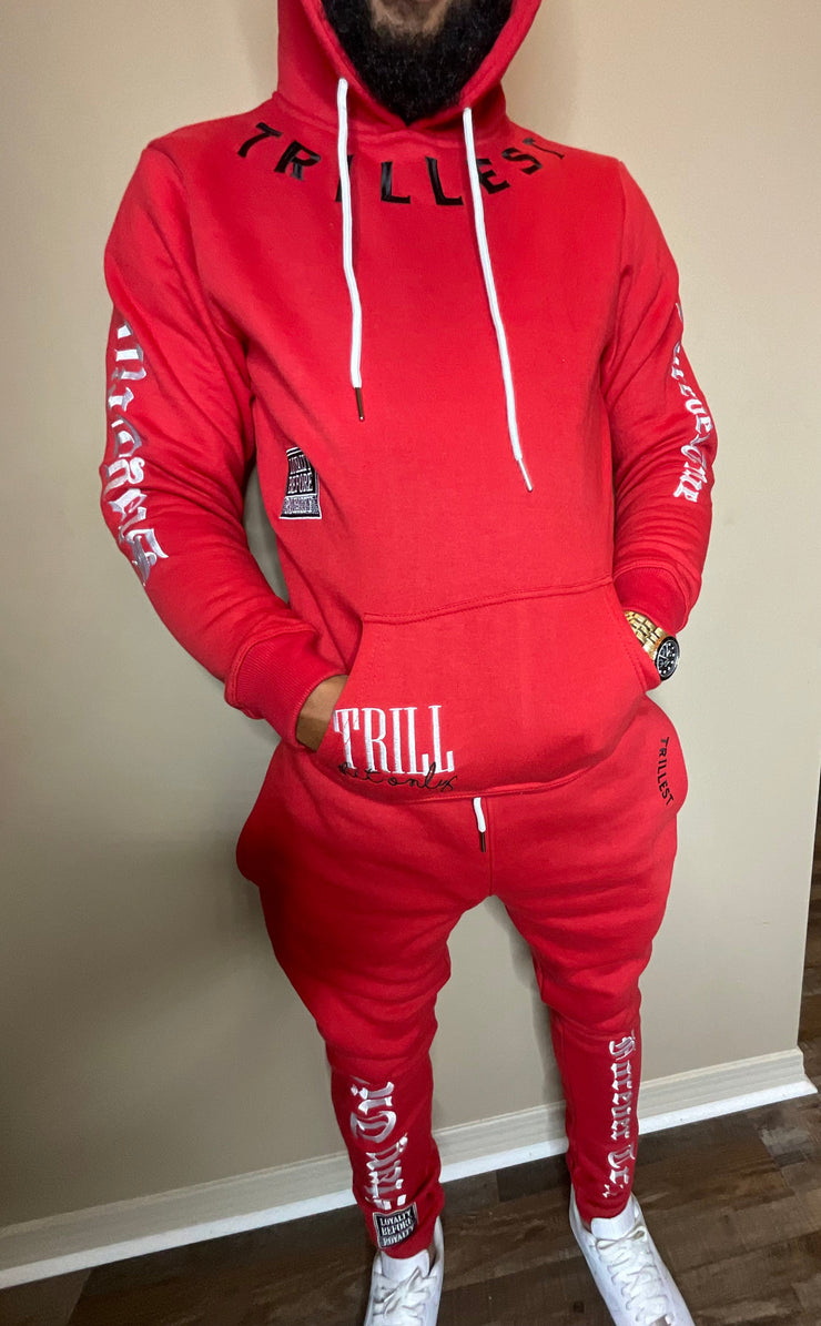 Trillest Red Multi Logo Sweatpants