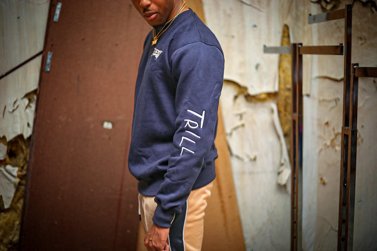 Against The Grain Crewneck - Navy/Cream