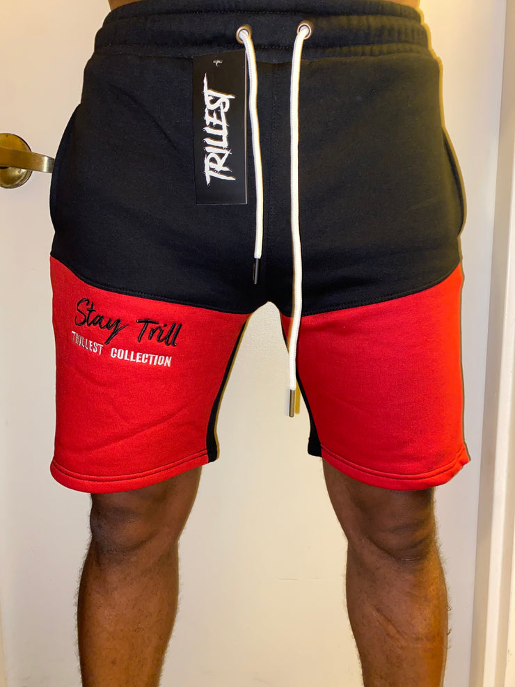 Stay Trill Black/Red 2 Tone Shorts