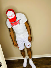 Trillest White/Red Track Shorts
