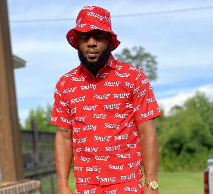 Trillest Red/White All Over Print Button Down