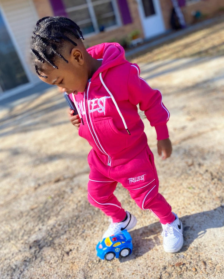 Pink Big Kids Zip Up Hoodie Set