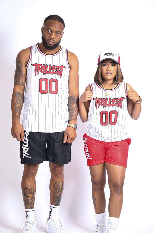 Trillest Basketball Jersey - White/Red/Black
