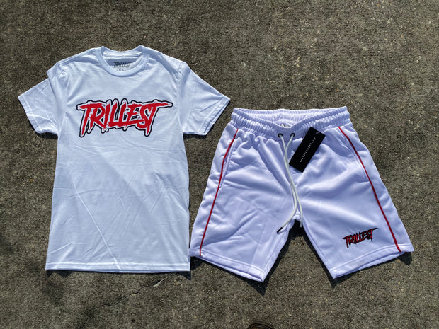 Trillest White/Red Track Shorts