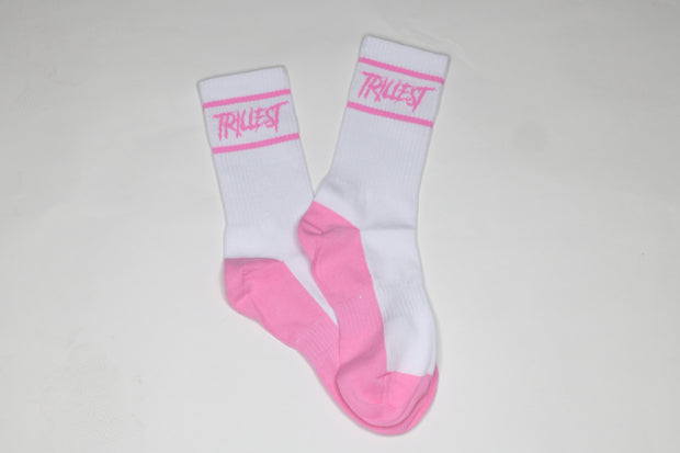 Two Stripe Logo Socks - White/Pink