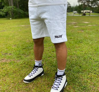 Trillest White Cotton Fleece Shorts