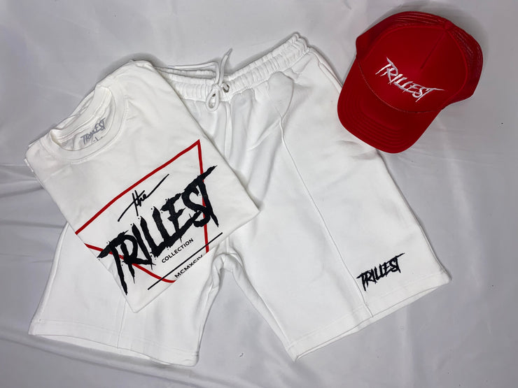 Trillest White Cotton Fleece Shorts