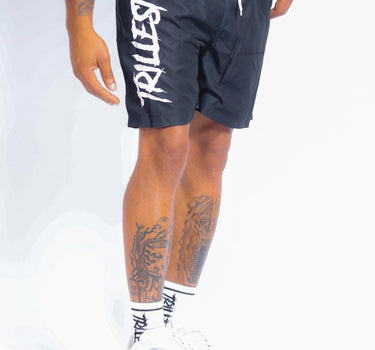 Black Vertical Logo Trillest Shorts