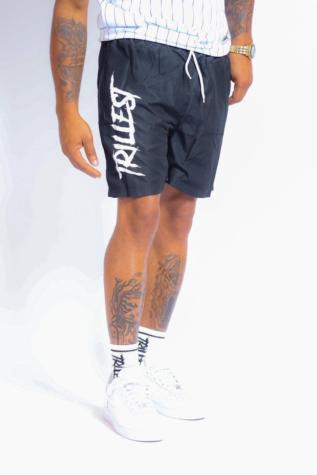 Black Vertical Logo Trillest Shorts