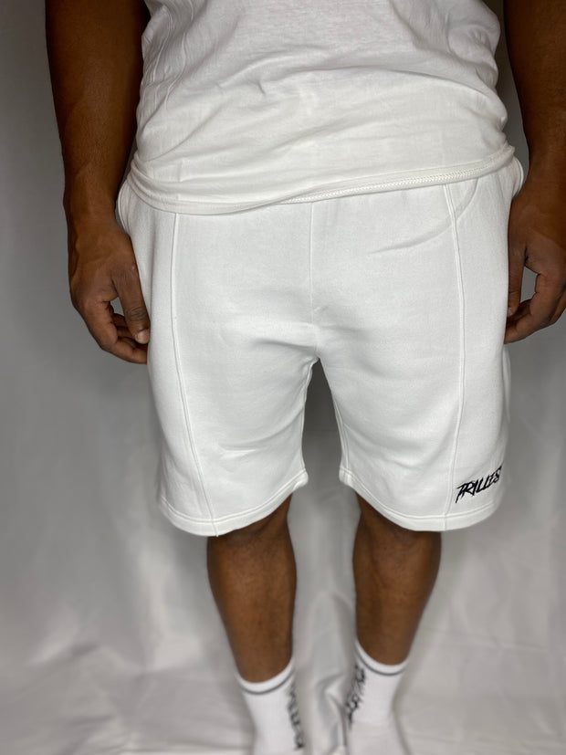 Trillest White Cotton Fleece Shorts