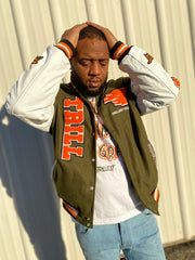 Trillest Olive/Orange Varsity Jacket