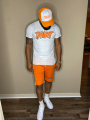 Trillest Orange/White Track Shorts