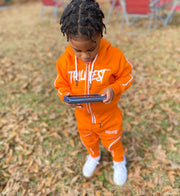 Orange Little Kids Zip Up Hoodie Set
